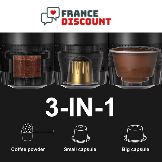 Cafetière Expresso Électrique Portable 3 en 1 — Capsules & Café Moulu