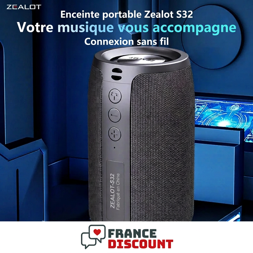 Enceinte sans fil portable Zealot S32 — batterie 1 800 mAh