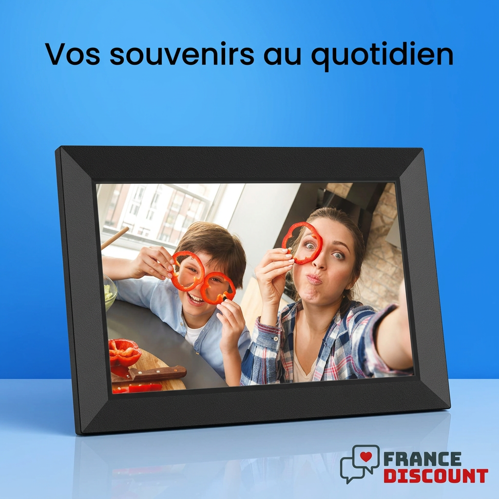 Cadre photo sur fond bleu lumineux