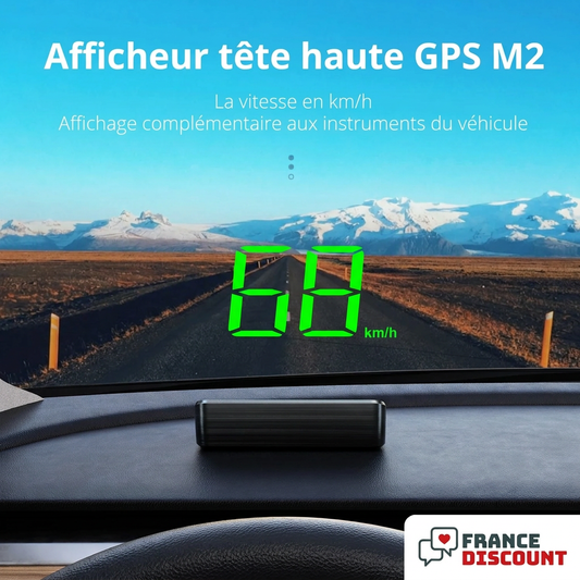 Afficheur tête haute GPS M2 : vitesse en km/h et affichage complémentaire