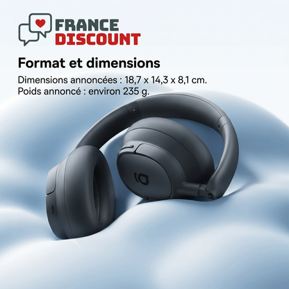 Dimensions annoncées 18,7 × 14,3 × 8,1 cm et poids environ 235 g