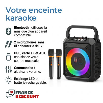 Explications en français des fonctions de l’enceinte karaoké