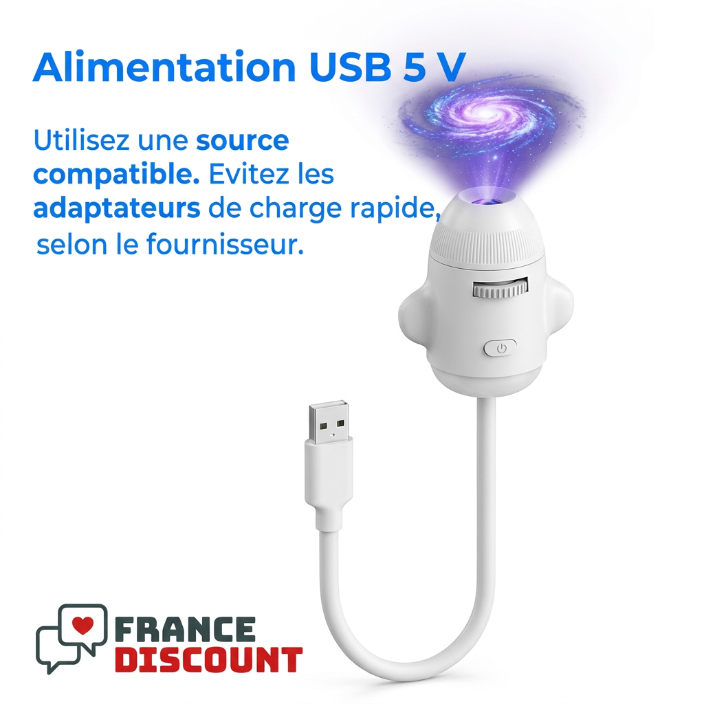 Alimentation USB 5 V et source compatible