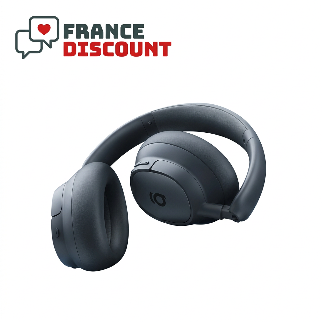 Casque noir sur fond blanc