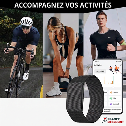 Bracelet LIGE avec sportifs et aperçu illustratif de l’application en français