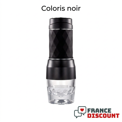 Cafetière portable HOMEFISH noire sur fond blanc