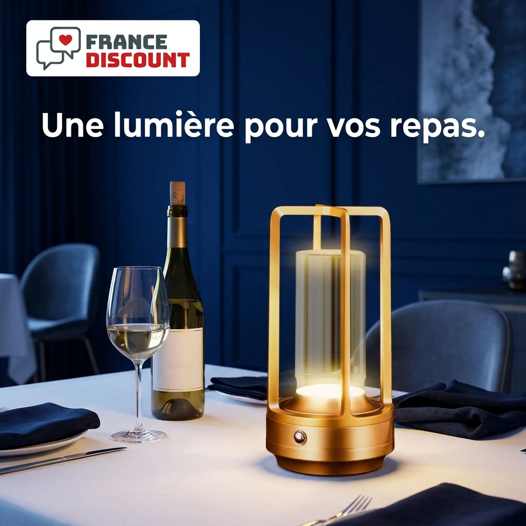 Lampe dorée sur table de repas en intérieur