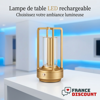 Présentation de la lampe de table LED rechargeable dorée