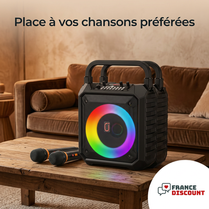 Enceinte karaoké dans un salon