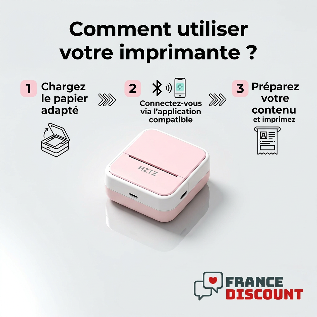 Utilisation de la mini-imprimante en trois étapes