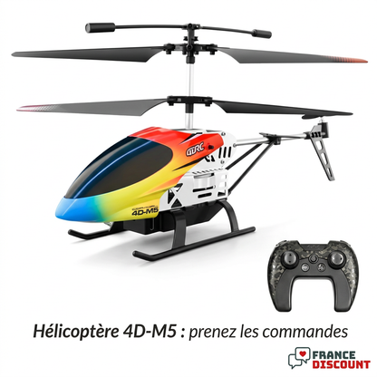 Hélicoptère M5 et télécommande sur fond blanc